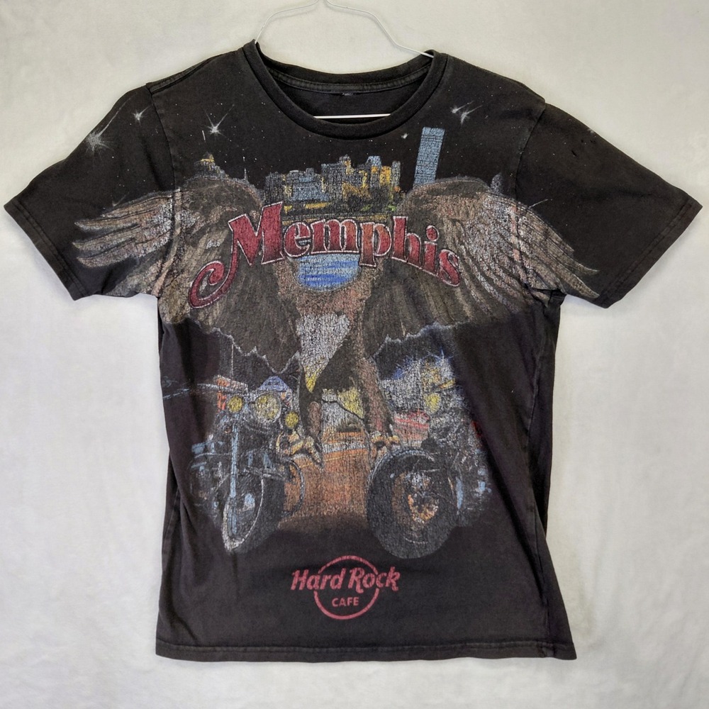 Hard Rock Cafe Memphis Eagle‎ Motorcycle Graphic T-Shirt Black Mens S/M
